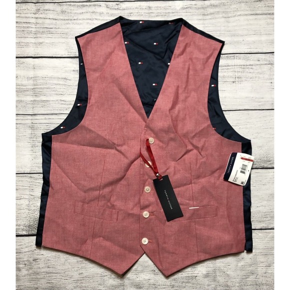 Tommy Hilfiger Men’s Suit Vest Medium Pink Blue R6 - Picture 1 of 9